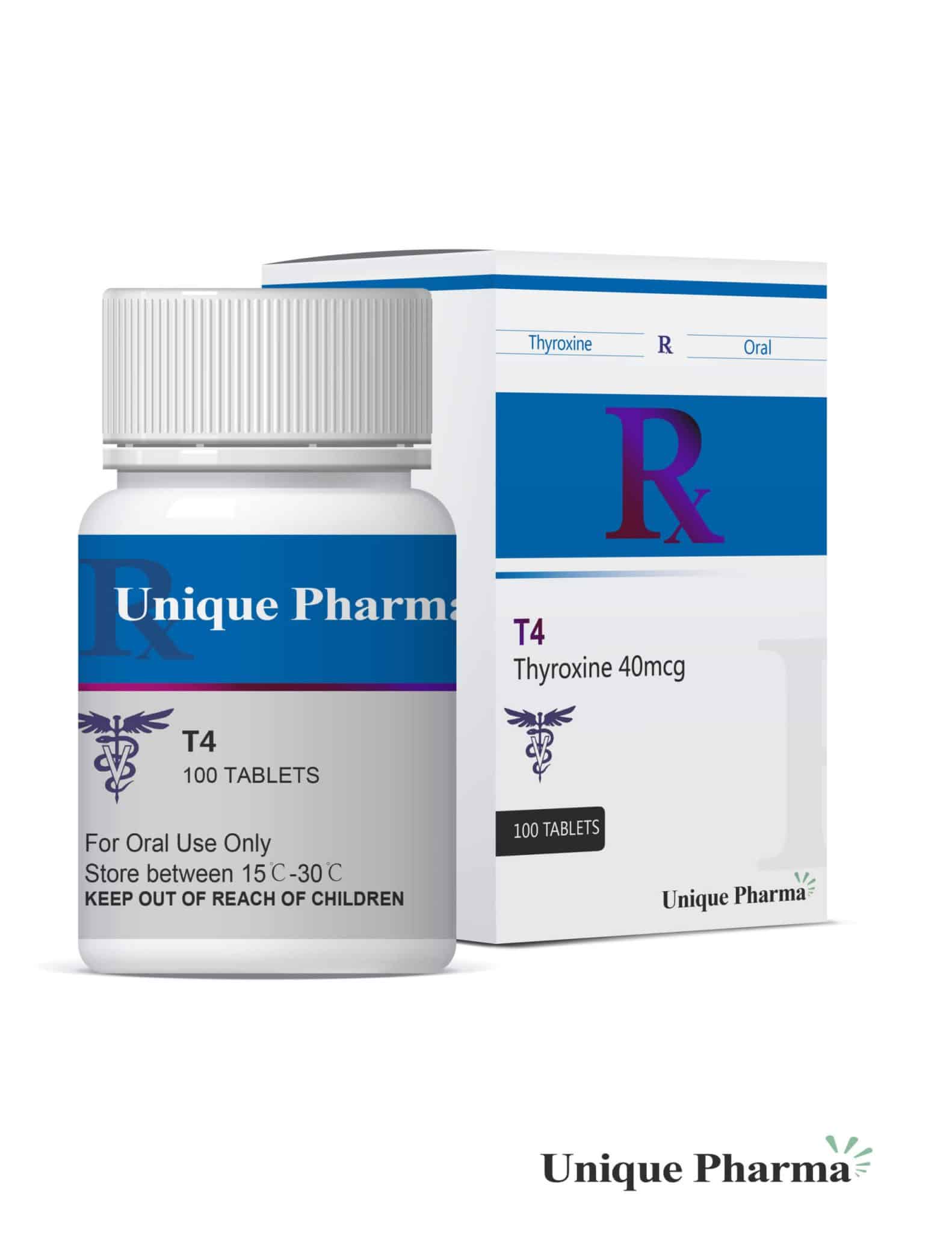 T4 – Unique Pharma – 40mcg - 100 Tabs T4 – Unique Pharma – 40mcg - 100 Tabs